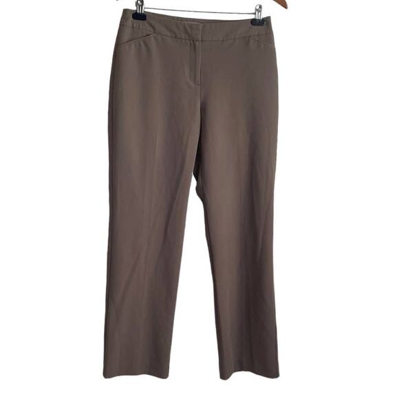 Chicos Pants Women SP Brown Straight Leg Zip Clasp Closure Pockets Lightweight - Picture 1 of 13